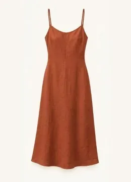 A rust satin slip dress